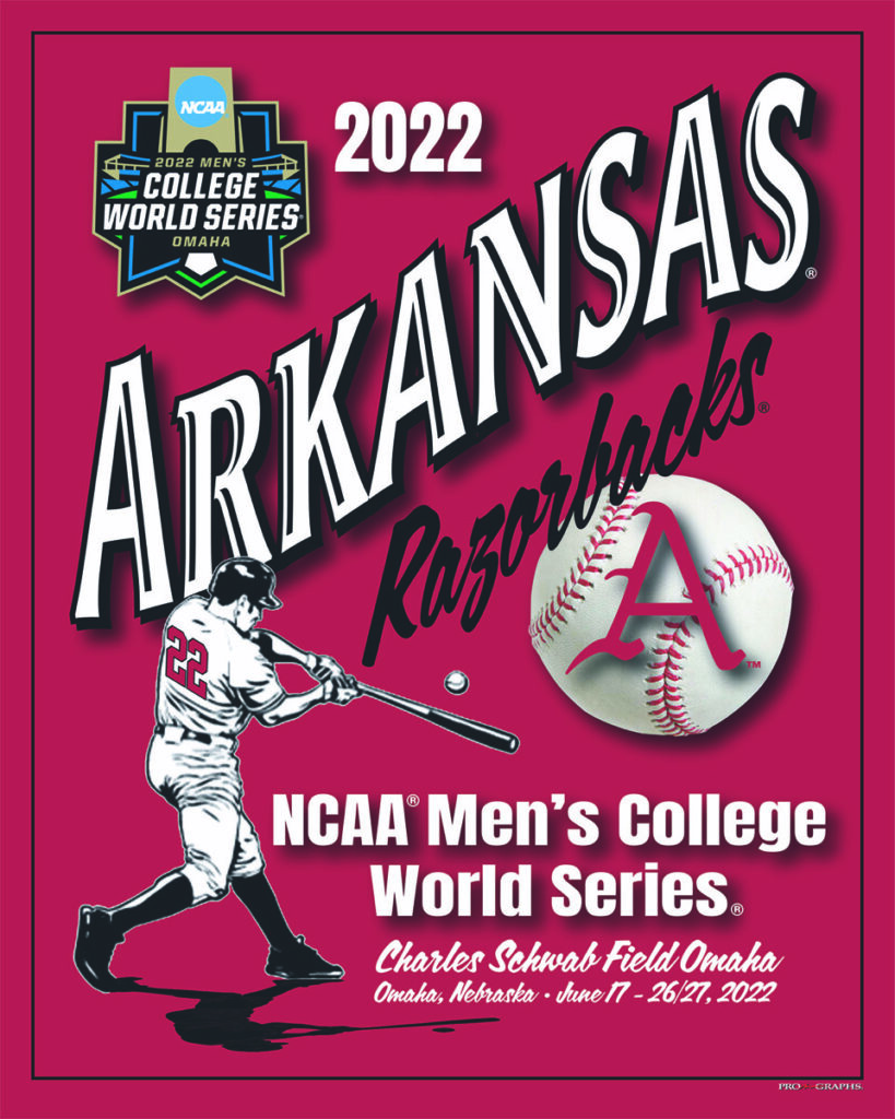 Arkansas Razorbacks Mens CWS 810 FREE SHIPPING Prographs